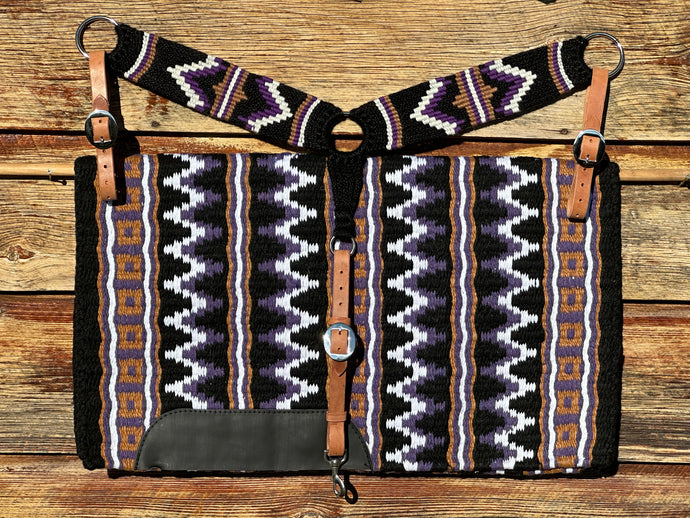 Purple/Black Wool Blanket & Mohair Breast Collar