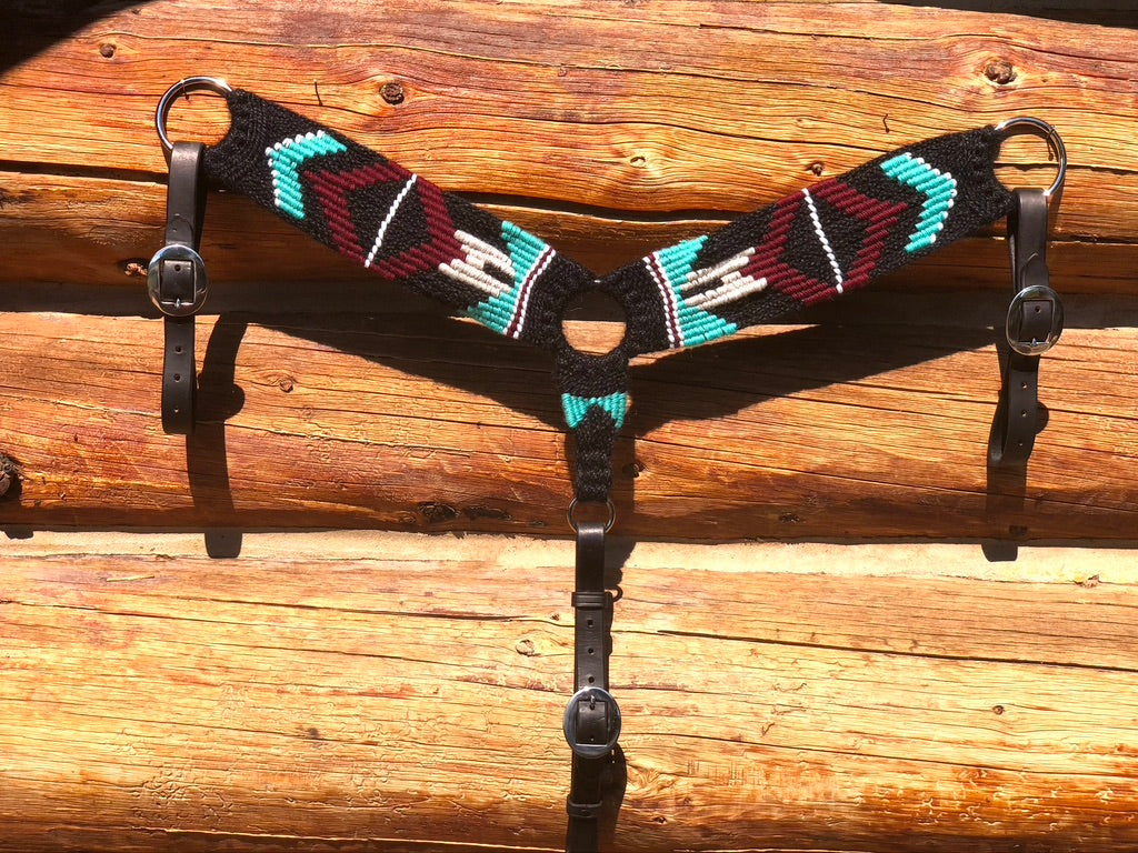 Maroon/Turquoise Mohair Breast Collar