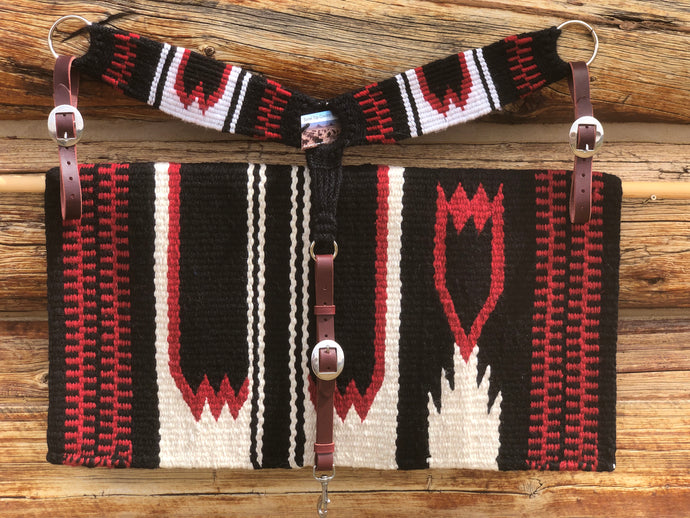 Red/Black Wool Blanket & Mohair Breast Collar