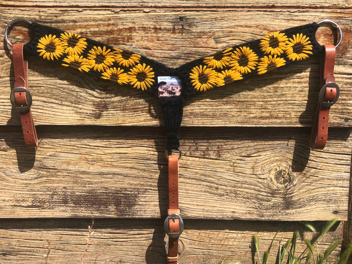 Black Sunflower Mohair Breast Collar