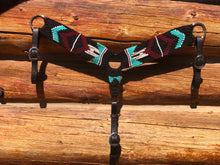Load image into Gallery viewer, Maroon/Turquoise Mohair Breast Collar